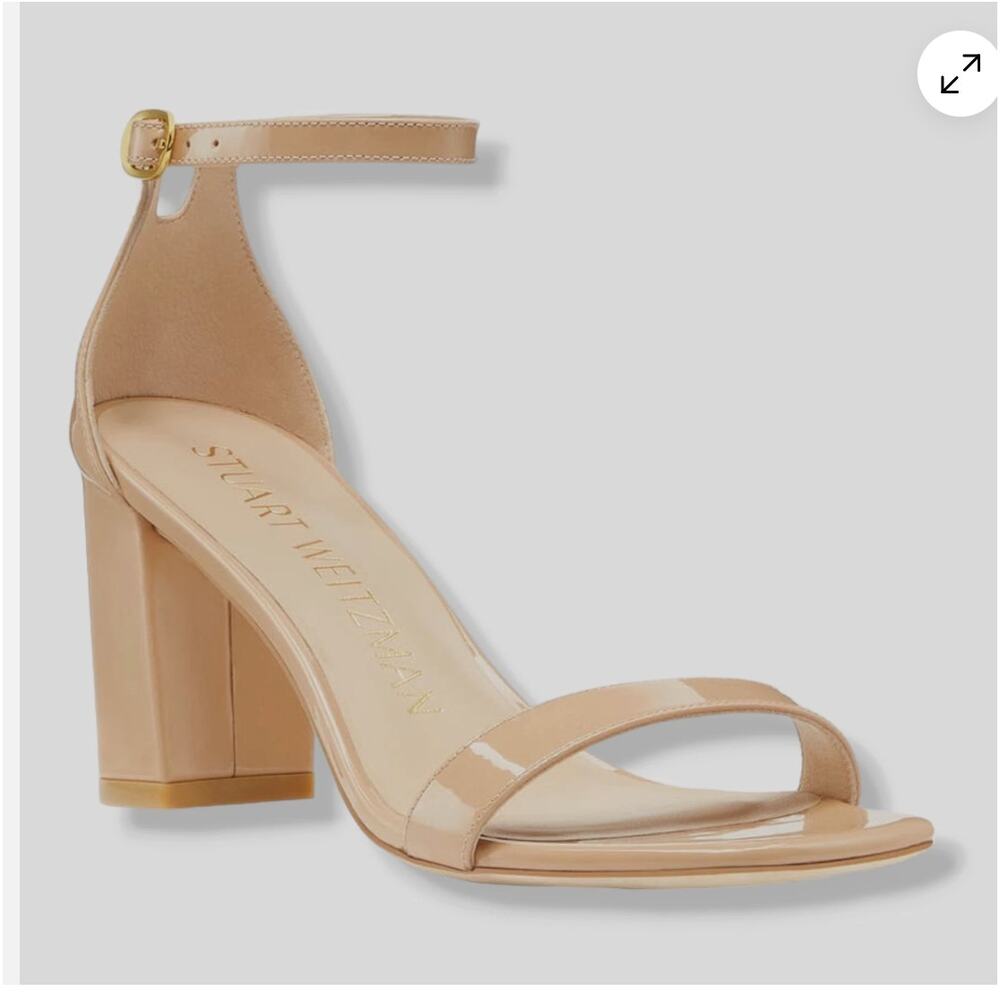 Stuart Weitzman Nudistcurve Patent Leather Sandals US 6.5